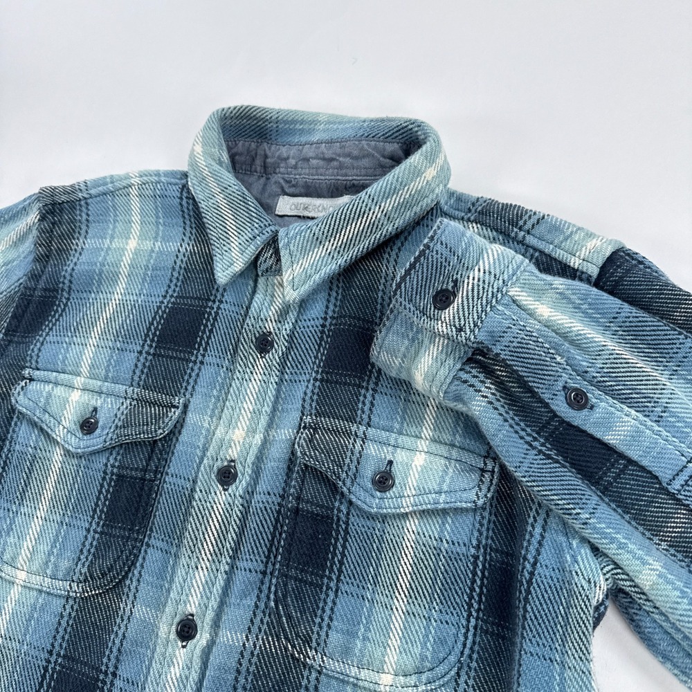 Outerknown Blanket Shirt Mens Medium Blue Plaid Flannel Overshirt Cotton